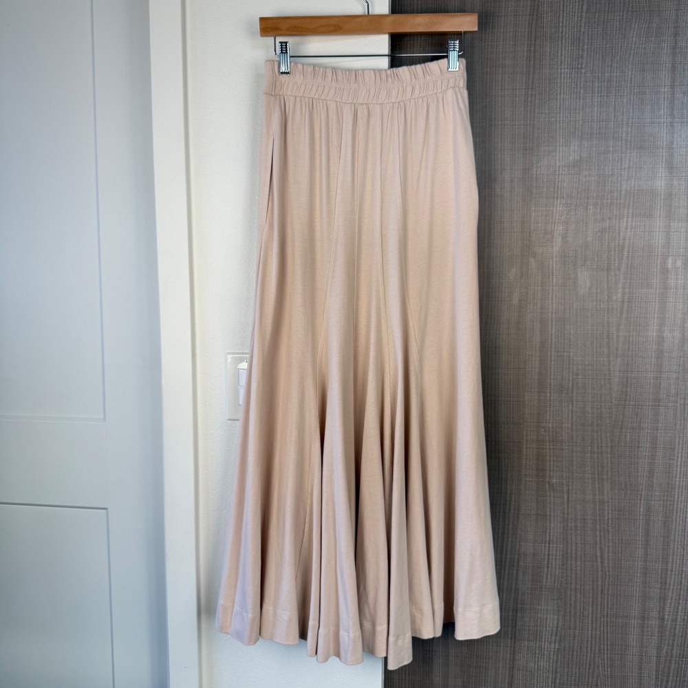 Free People FP Beach Beige Jackie Midi Skirt Button Up A-Line Cotton Size Small - Picture 6 of 10